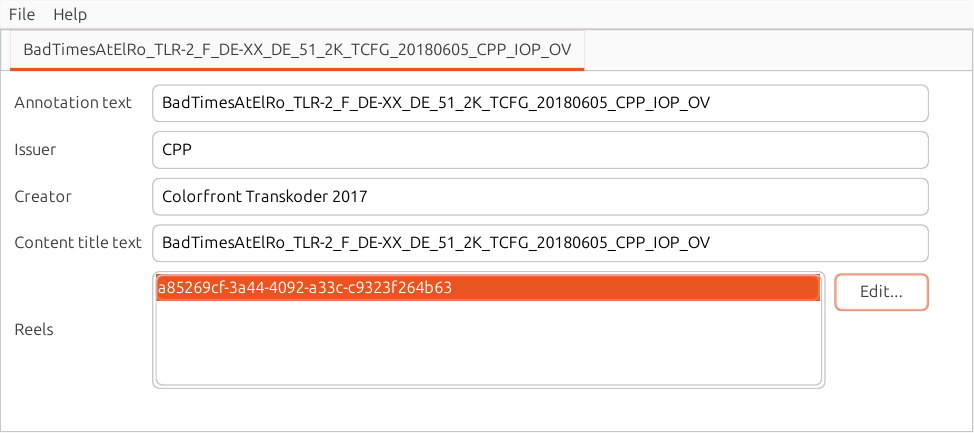 The Editor with a DCP loaded